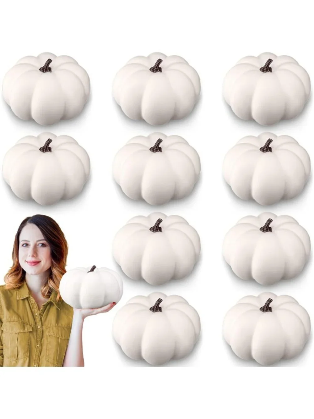 Large 8-Inch Foam Artificial Pumpkins for Fall Halloween Thanksgiving Decor